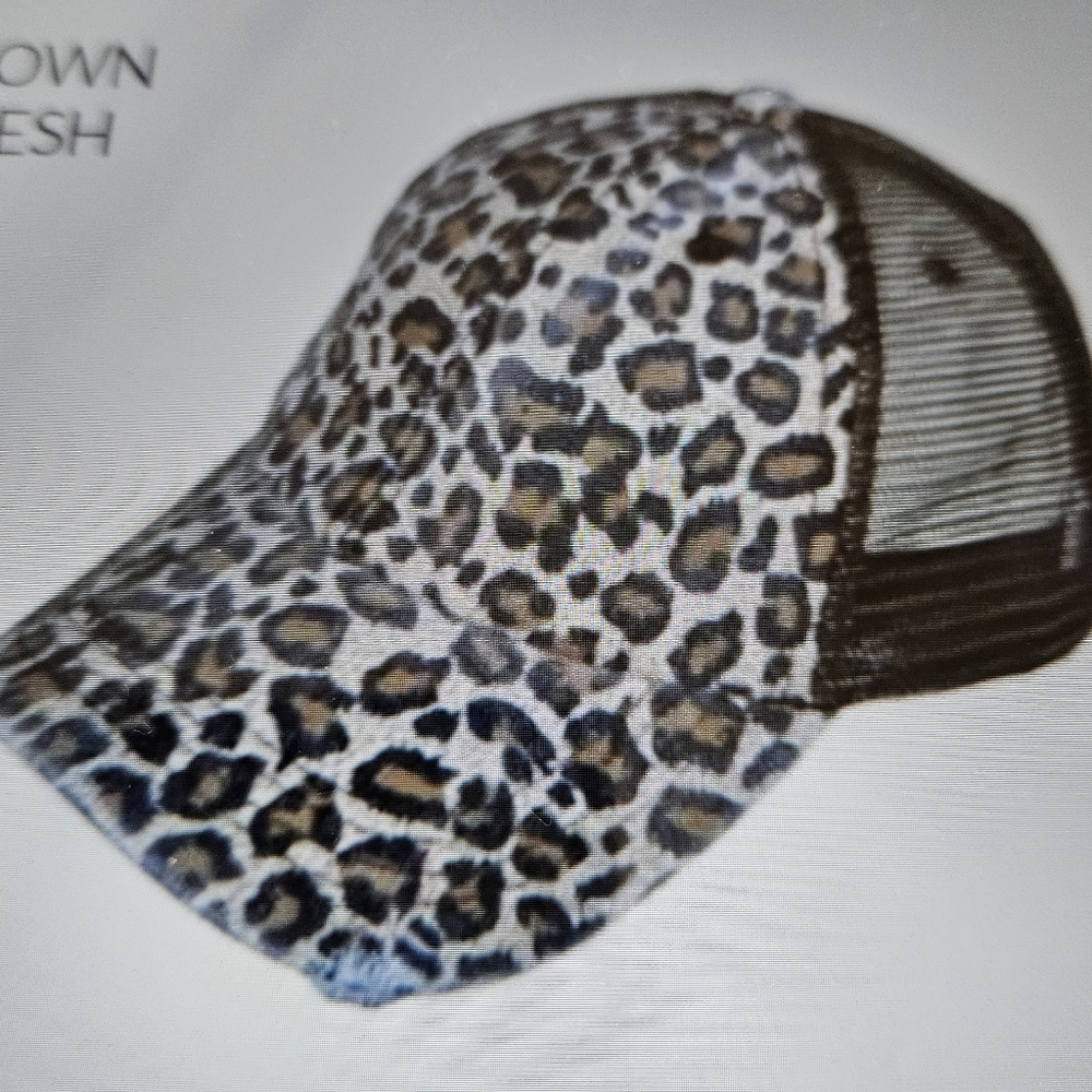 A Girl Thing Leopard Print Mesh Hat